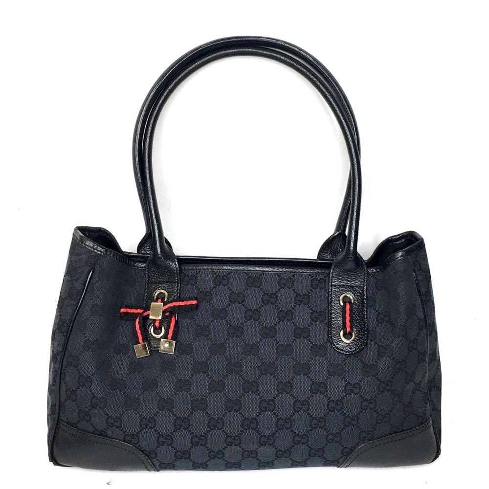 Authentic Gucci black monogram canvas Princy shoulder bag